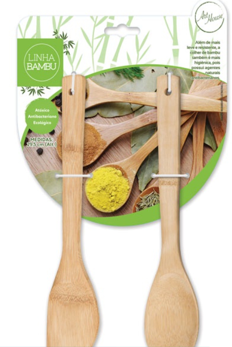 COLHER E ESPATULA BAMBU 30CM