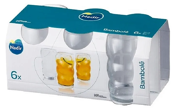 COPO VIDRO 380ML 6PCS BAMBOLE