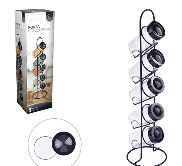 PORTA CONDIMENTOS VIDRO C/5PCS