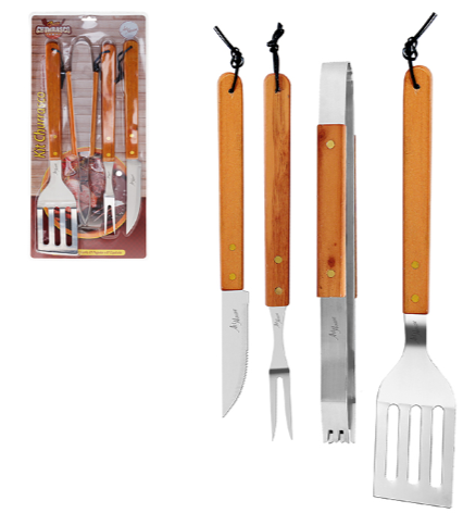 KIT CHURRASCO WOOD 4 PCS