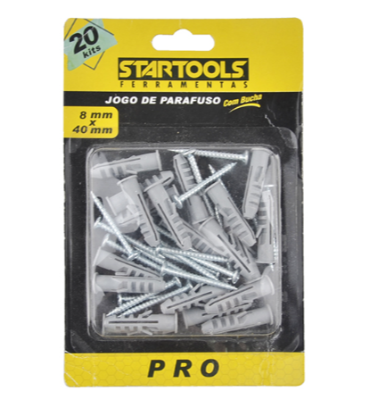 Jogo Parafuso C/Bucha C/20 Pcs 8Cmx40Mm