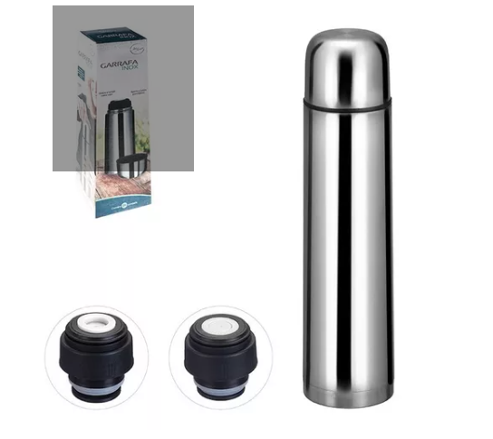 Garrafa Inox Térmica Botão Tampa Copo Café Chá Camping 700ml