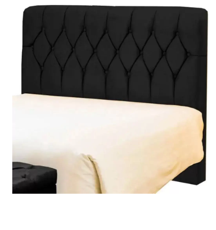 Cabeceira de Cama Box Casal 140cm Istambul Suede Preto