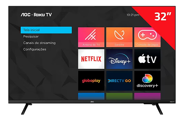 TV 32 AOC SMART ROKU HD 32S5135/78G 32S5135/78G PRETO BIVOLT