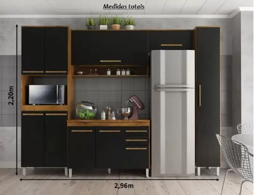 Cozinha Modulada Prata 10 Portas 2 gavetas