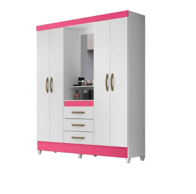 Guarda-Roupa Capelinha 4 Portas e 3 Gavetas Capri