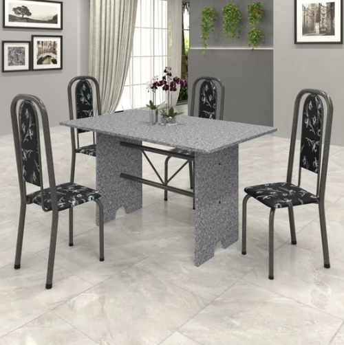 CONJUNTO DE MESA GRANITO 1,20 COM 4 CAD