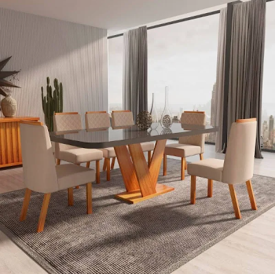 CONJUNTO DE MESA AURORA 1,80 6CAD TOPAZIO