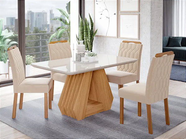 CONJUNTO DE MESA AGATA 1,60 6CAD CLARICE