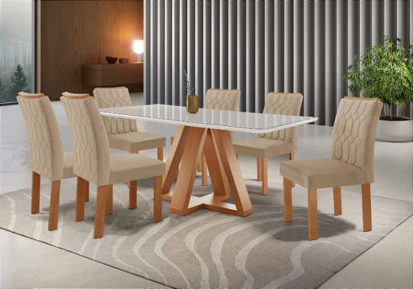 CONJUNTO DE MESA MADRI 1,70 6CAD JADE