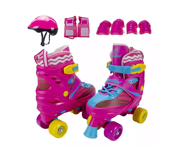 PATINS ROLLER INFANTIL FEMININO DE QUATRO RODAS QUAD