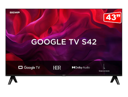 Smart TV SEMP LED FHD 43 43S42, Google TV Preto