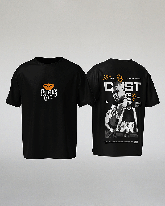 CAMISETA OVERSIZED PRETA DA POEIRA À GLÓRIA - BITELO GYM