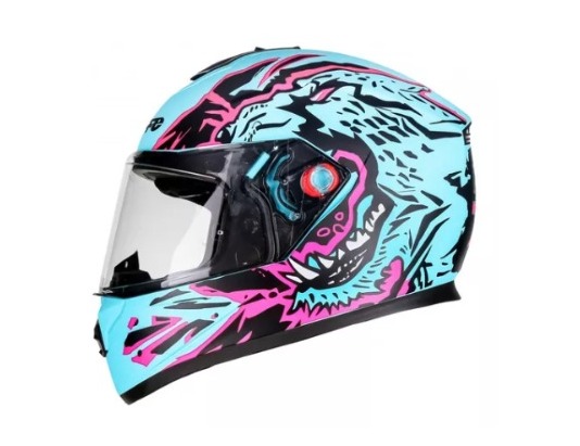 CAPACETE B-12 ST GUEPARD VERD AGUA F/ROSA SMART TRIP C/BLUETOOTH
