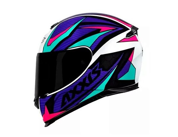 CAPACETE AXXIS EAGLE POWER GLOSS WHITE/PURPLE/TIFANY