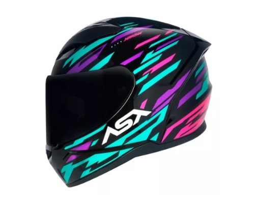 CAPACETE ASX CITY ARROW BRILHO PRETO/TIFFANY/ROXO