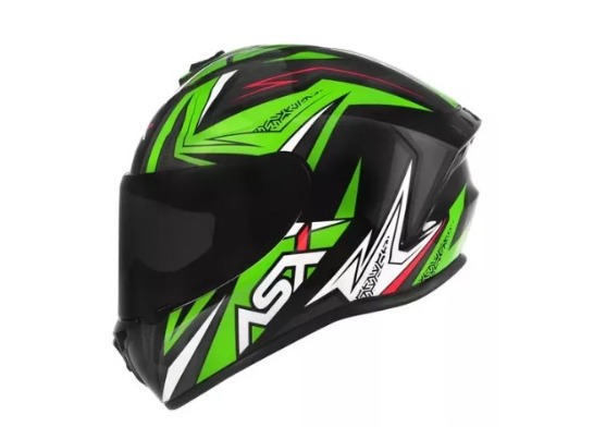 CAPACETE ASX DRAKEN VECTOR BRILHO PRETO/VERDE/BRANCO
