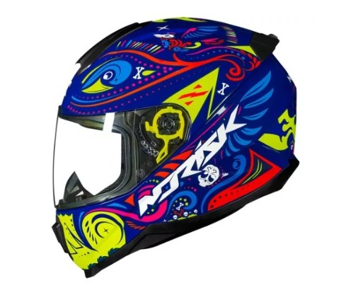 CAPACETE NORISK FAB RAZOR CIRCUS BLUE/ HV YELLOW