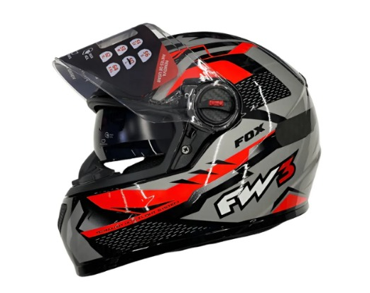CAPACETE FW3 GTX FOX GRAFITE/VERM