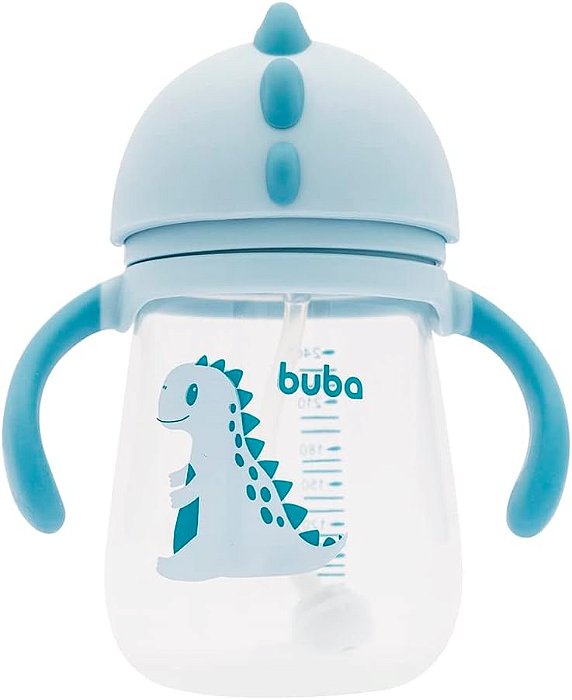 Copo Com Canudo Silicone Azul