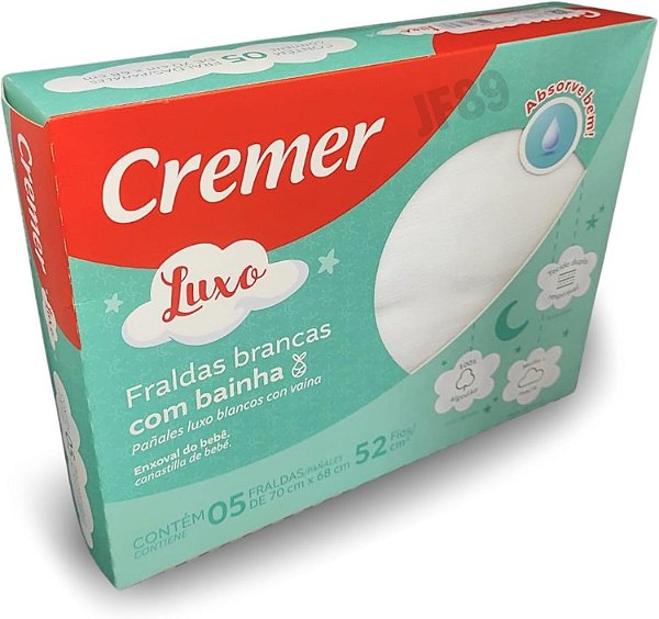 Fralda branca com bainha c/5