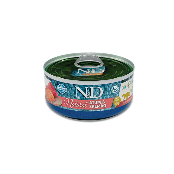 Ração Úmida N&D Natural Gatos Adultos Atum e Salmão 70g