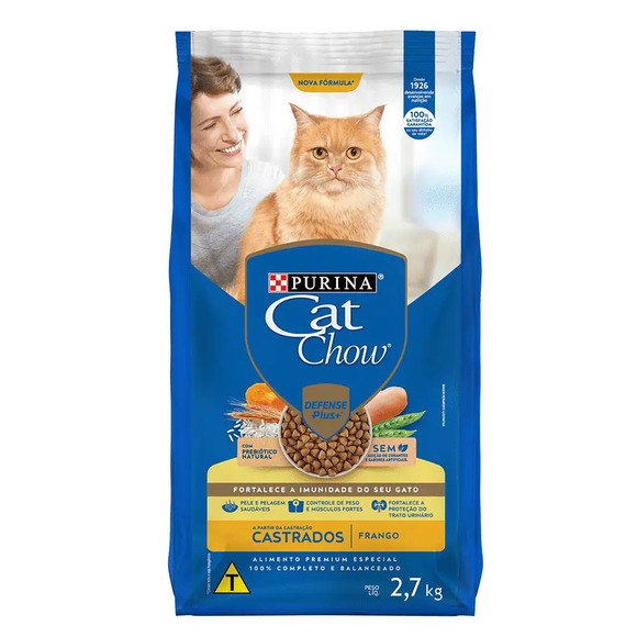 Ração Cat Chow Castrados Frango 2,7 kg