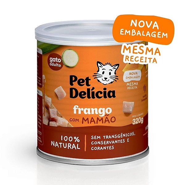 Ração Úmida Gato Pet Delícia Natural Frango com Mamão 320g