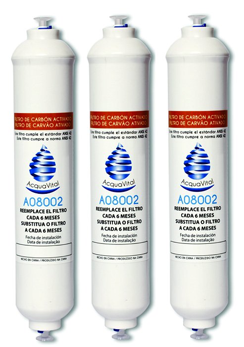 KIT 3 Filtros de Água Externo para Geladeira Refrigerador Side By Side Electrolux, Brastemp, Consul, Samsung, GE e LG