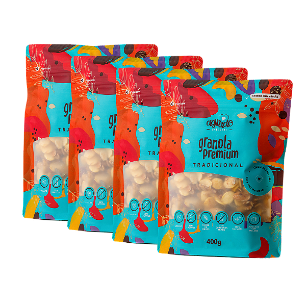 Combo Promocional 4 pacotes Granola Premium Tradicional - 400g