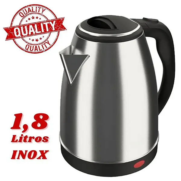 Jarra Elétrica Inox BAK 1,8L 110V – Praticidade, Estilo e Água Quente em Minutos!