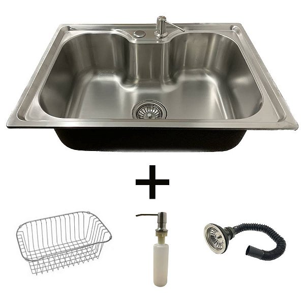 Cuba Pia Gourmet Aço Inox Escovado 50x40 C/ Acessórios