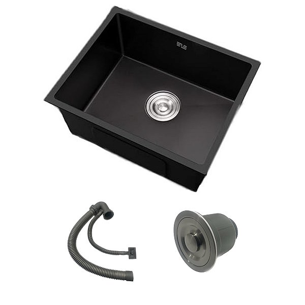 Cuba Cozinha Inox Preta Quadrada Gourmet 50x40 c/ Acessórios