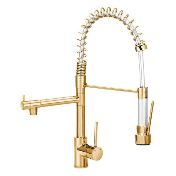 Torneira Cozinha c/ Monocomando Gourmet Inox Dourado