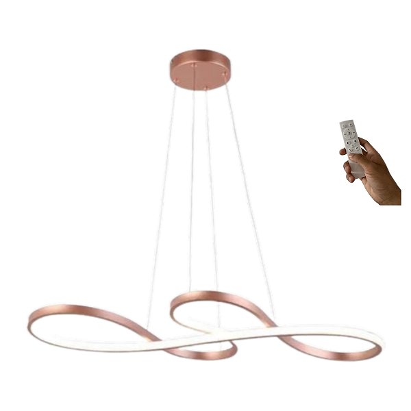 Lustre Para Sala Led Unlimited Moderno 45w 75cm Rose C/ Controle