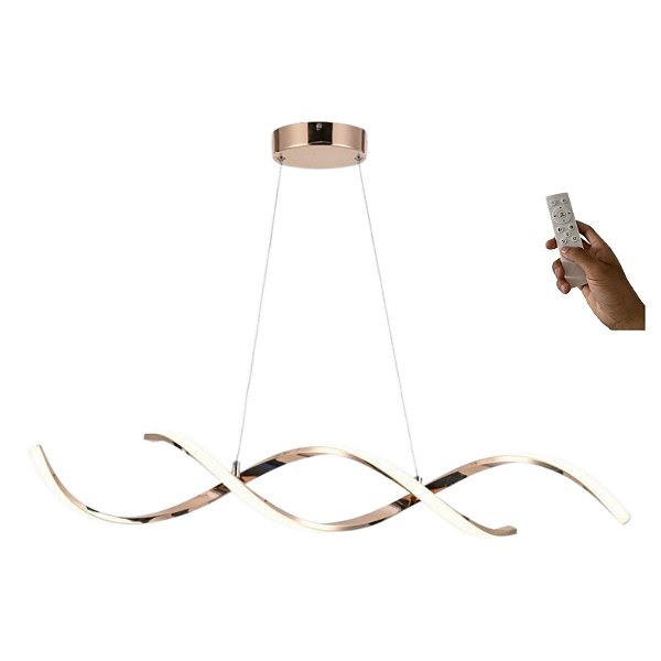 Lustre Pendente Led Espiral Moderno 54w 100cm Rose C/ Controle