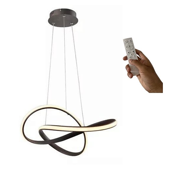 Lustre Sala Led Luxo Moderno 45w 50 cm Preto C/ Controle