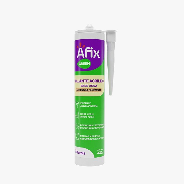 SELANTE ACRILICO SILICONE BASE D AGUA 430G AMENDOA AFIX ARTECOLA