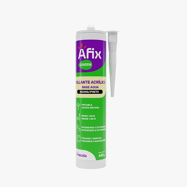 SELANTE ACRILICO SILICONE BASE D AGUA 430G PRETO AFIX ARTECOLA