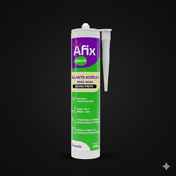 SELANTE ACRILICO SILICONE BASE D AGUA 430G PRETO AFIX ARTECOLA