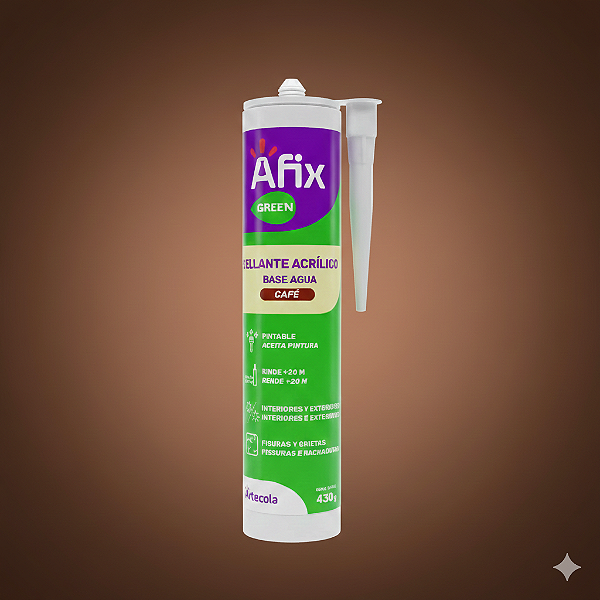 SELANTE ACRILICO SILICONE BASE D AGUA 430G CAFE AFIX ARTECOLA