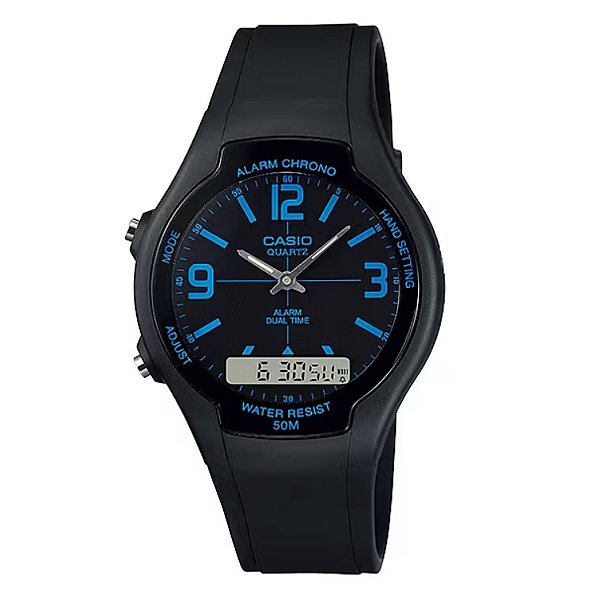 Relógio Masculino Digital Analógico Preto AW-90H-2BVDF