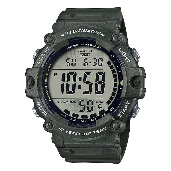 Relógio de Pulso Casio Masculino Standard Verde AE-1500WHX-3AVDF Prova D'Água