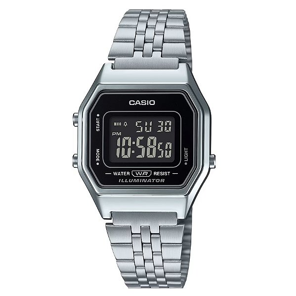 Relógio Casio Feminino Vintage Digital Illuminator Prata LA680WA-1BDF