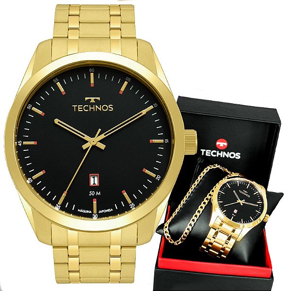 Relógio Technos Masculino Analógico Dourado 2115MSBS/4P Garantia de Um Ano