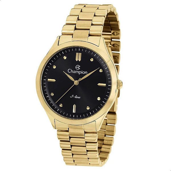 Relógio Masculino Champion Analógico Slim Dourado Preto CN21087U