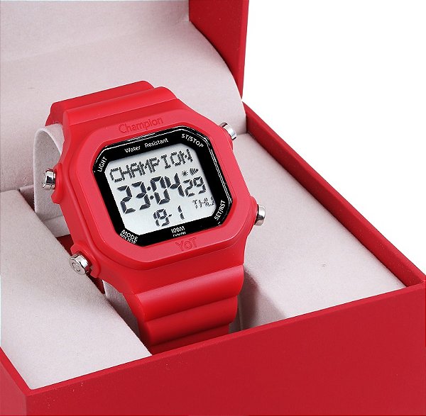 Relógio Masculino Digital Esportivo Champion YoT Vermelho CP40181V Prova D'Água