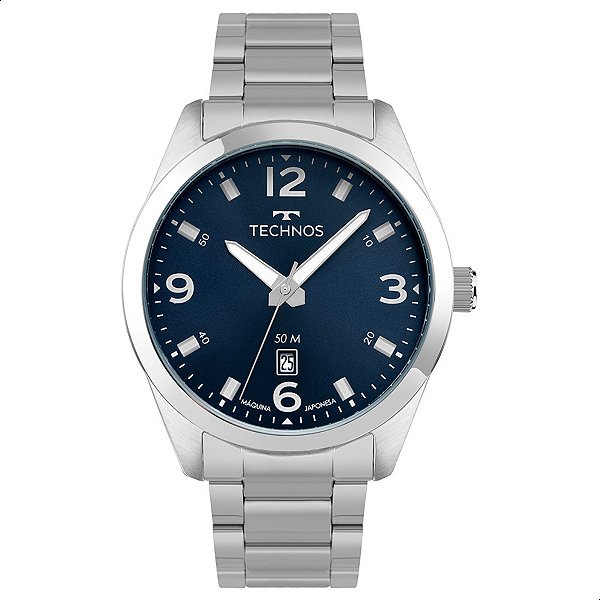 Relógio Masculino Technos Prata Azul Analógico 2115TZP/1A