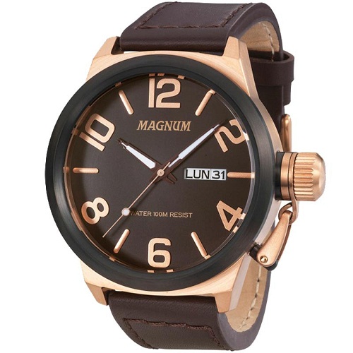 Relógio  Masculino Magnum MA33399Z Prova D´Agua Pulseira em Couro