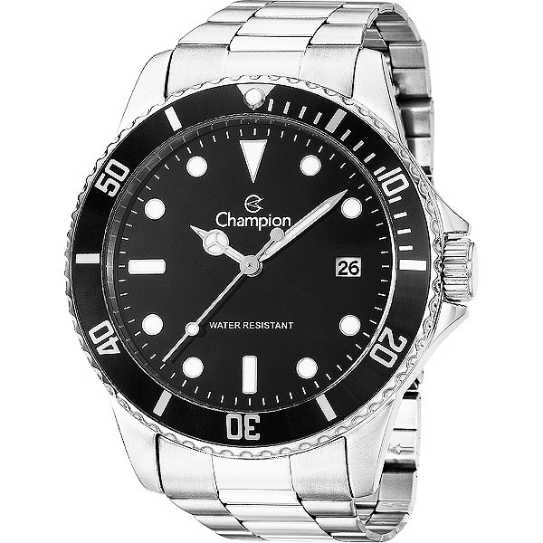 Relógio Champion Masculino Prata Preto CA31266T Garantia de Um Ano